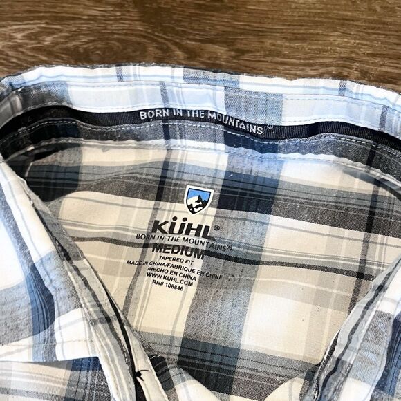KUHL Shirt Mens Medium Plaid Short Sleeve Button Up Tapered Fit Hiking - Picture 2 of 9